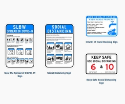 Blue Covid 19 Signs